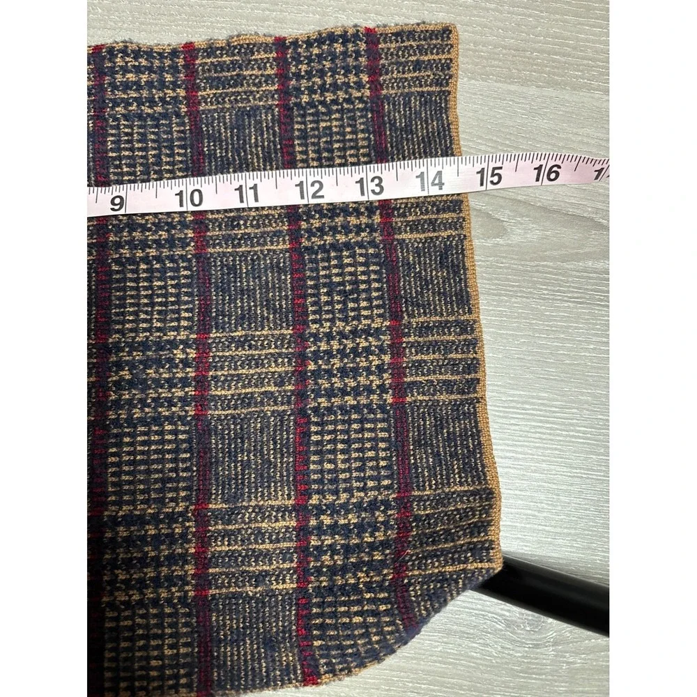 NWT Le Pommier by Olimpia Plaid Scarf Blue‎ Brown Red Wool Blend Made in Italy